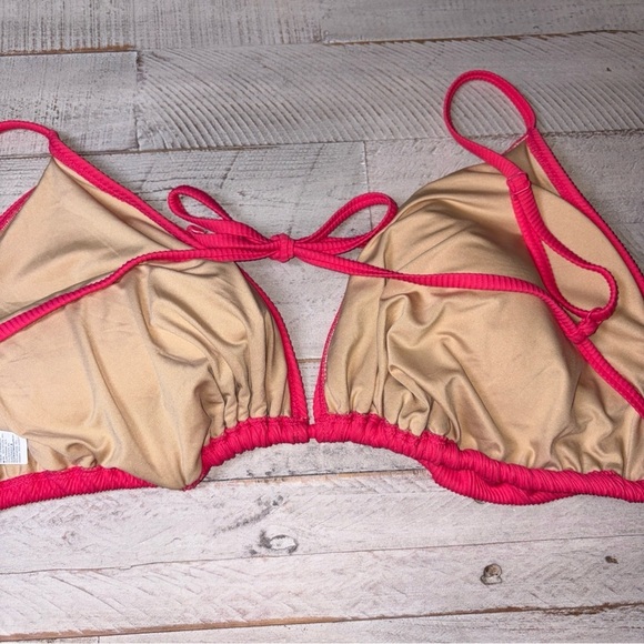 Old Navy Pink Ribbed Swim Top Tie Back Sexy Summer Beach Bikini Top 3X - Picture 4 of 13